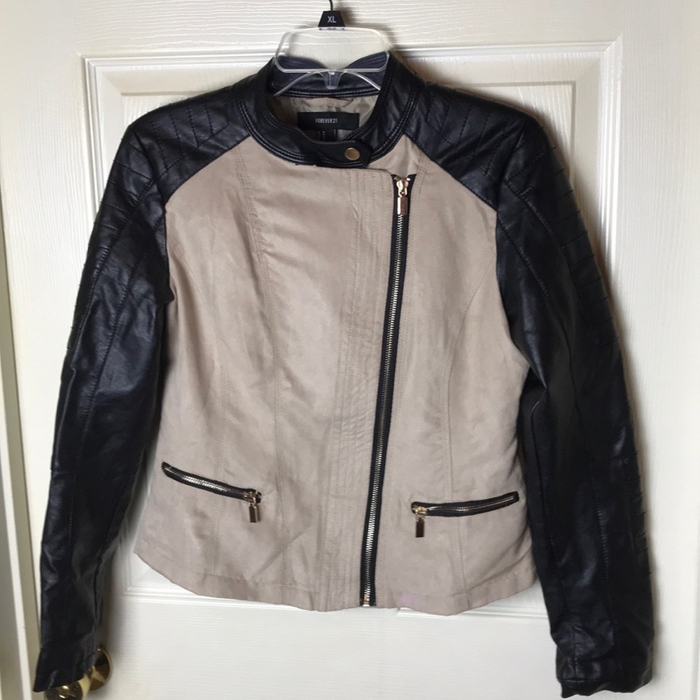 Forever 21 Moto Jacket Faux Suede and Leather